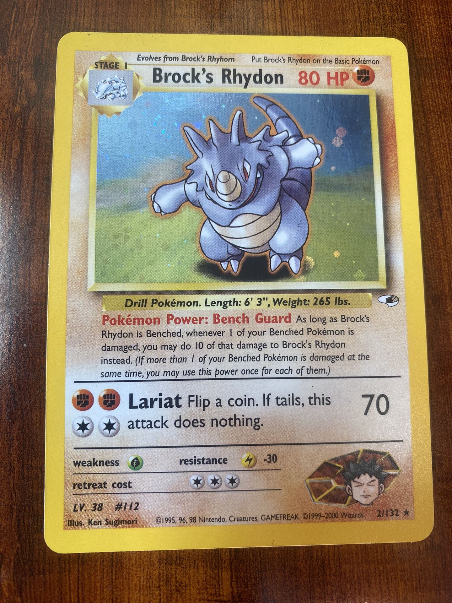 Pokemon Brock’s Rhydon Gym Heroes Holo Rare Unlimited 2/132 NM 💎