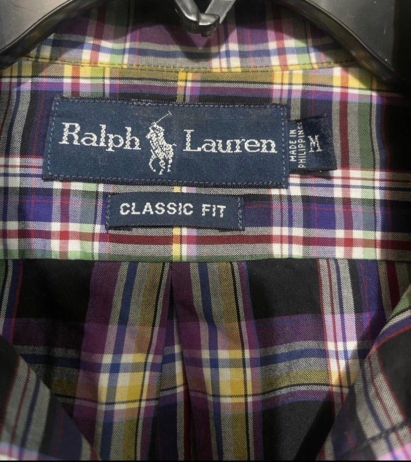 Ralph Lauren Classic Fit Black Purple Button Up  Shirt Men's sizeM