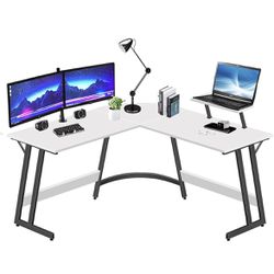 L Shaped Gaming Desk 51 Inch Computer Corner Desk, Home Pc Desk, Office Writing Workstation with Large Monitor Stand (Black)