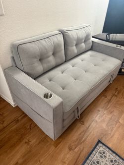 VINGLI Upgraded 64" W 84" L Full Size Futon Sofa Bed, 6" Thick Upholstery Chenille Loveseat Sofa Sleeper Pull Out Couch,Convertible Floor Couch for Li