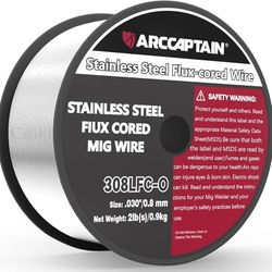 Stainless Steel Flux Cored Wire E308LFC-O .030-Diameter MIG Welding Wire Stainless Steel Wire with Low Splatter Compatible With Lincoln Miller Forney 