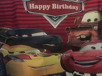 Cars Happy Birthday Banner/backdrop