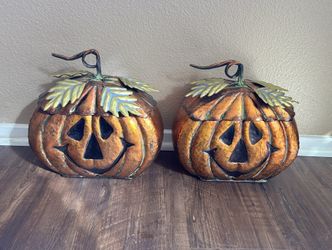 2 Large metal jack o lantern