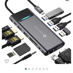 NOVOO 12 in 1 Docking Station Triple Display with Dual HDMI VGA Ethernet 4 U