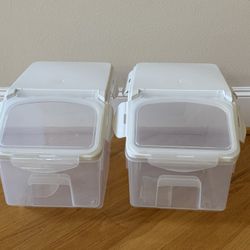 Set Of 2 Rice Grain Pet Food Storage Containers 