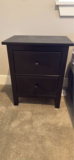 Black 2-Drawer Nightstand
