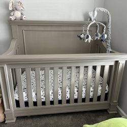 Crib Set Brown/Gray 5 Pieces 