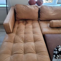 Orange Leather Sectional