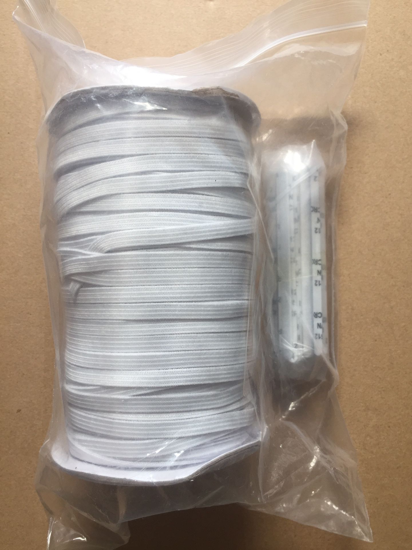 Elastic Cord Band, 100 Yards (91 Meters) 1/4 Inch White - Brand New