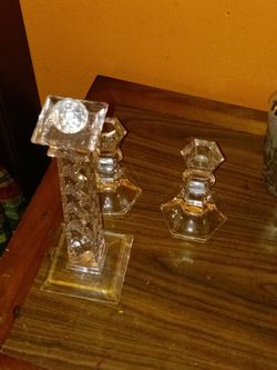 3 piece crystal candle holder