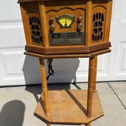 Anders Nicholson Wood Turntable Cassette Cd Stereo System Am/FM Radio F-900