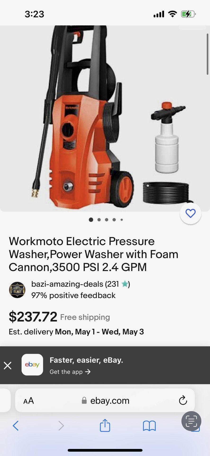 Pressure Washer 3500 PSI 2.4 GPM