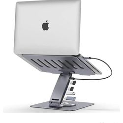 Laptop Docking Station Stand for MacBook Pro/Air/Dell/HP/Surface/Lenovo HC 360°Swivel Laptop Stand with USB Hub Adjustable Laptop Riser for desk Unive