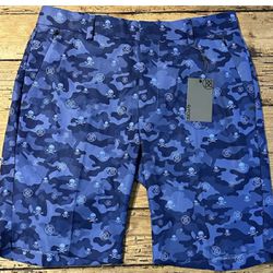 G/Fore Men's Size 32 Blue Camo w/Skulls Shorts NWT