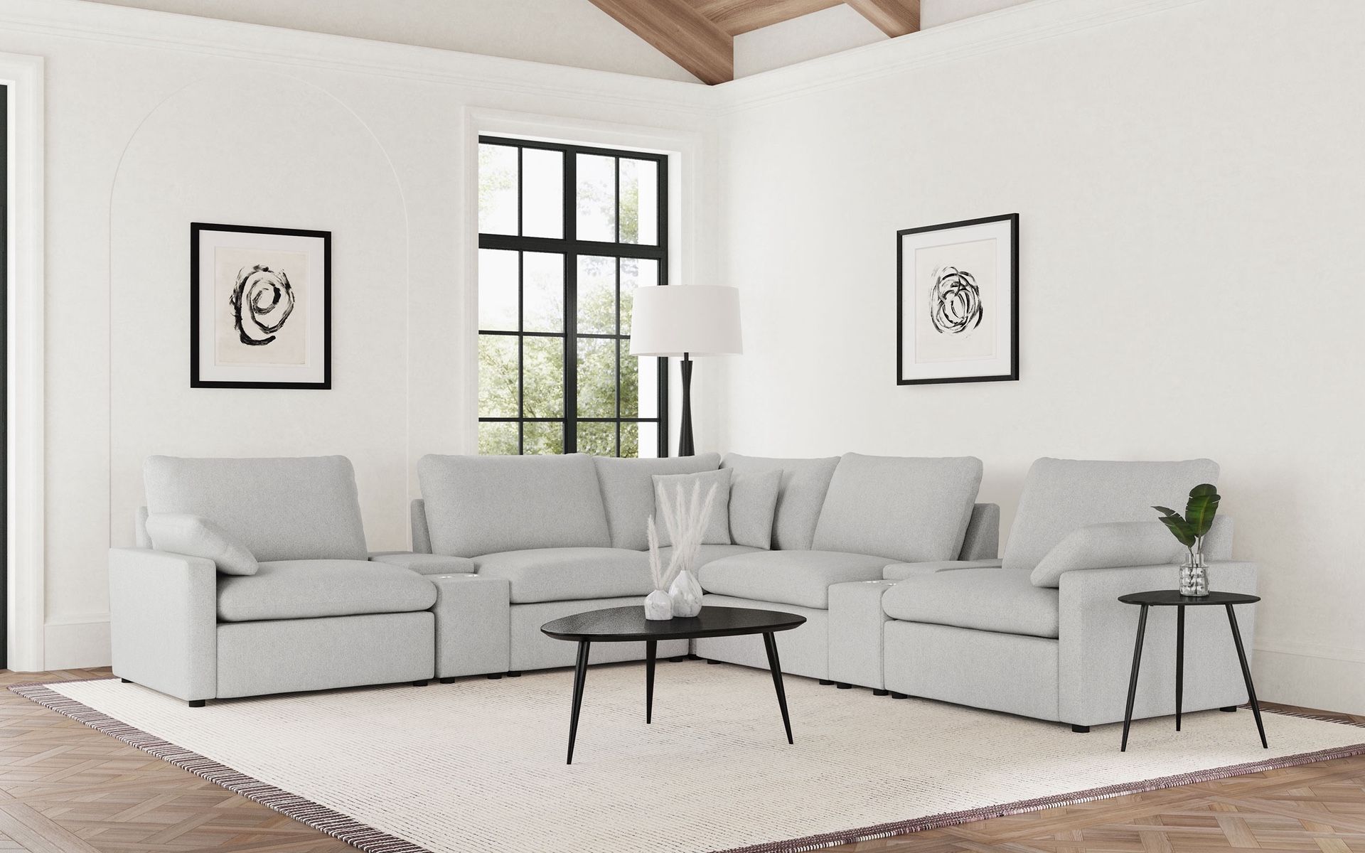 Light Gray Modern Reclining Sectional 