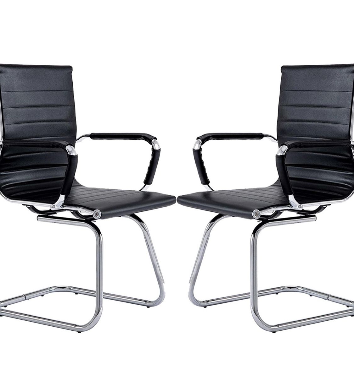 CoVibrant Modern Office Chair Without Wheels Waiting Room Chairs with Arms for Reception Desk Conference Area, Set of 2