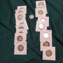 Barber Quarters 90%silver All Good Dates 2 1897 O 