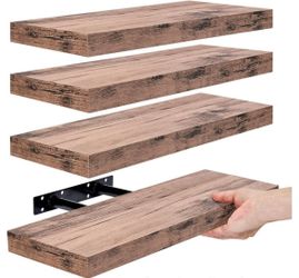 SORBUS 4pk Wall Décor Mounted Floating Shelves - Mahogany