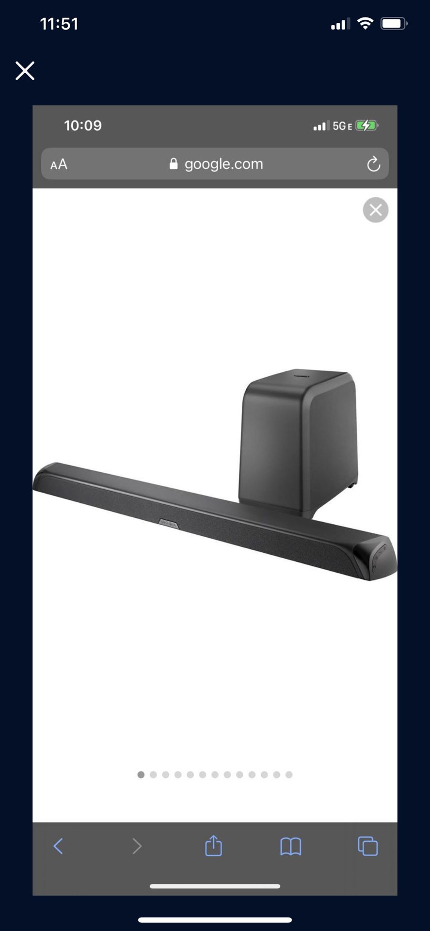 Insignia Sound Bar With Subwoofer