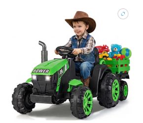 Ride on Tractor with Detachable Trailer, 2 x 550W Motors, Remote Control for Toddler