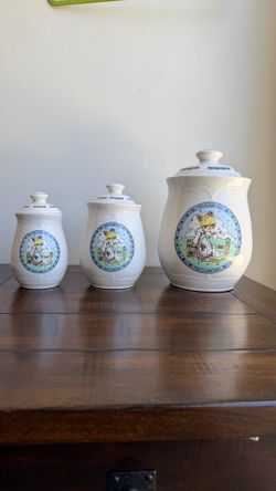 Vtg 1992 Precious Moments Canister Set 3 Make A Joyful Noise Kitchen Jars Lids