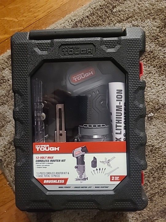 Hyper Tough 12-Volt Max Cordless Router Kit 12 Piece 80016 NEW
