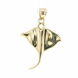 Men’s or Women’s 10k Yellow Gold Polished Manta Ray Pendant for Necklace 1.25” Inch GP3136991