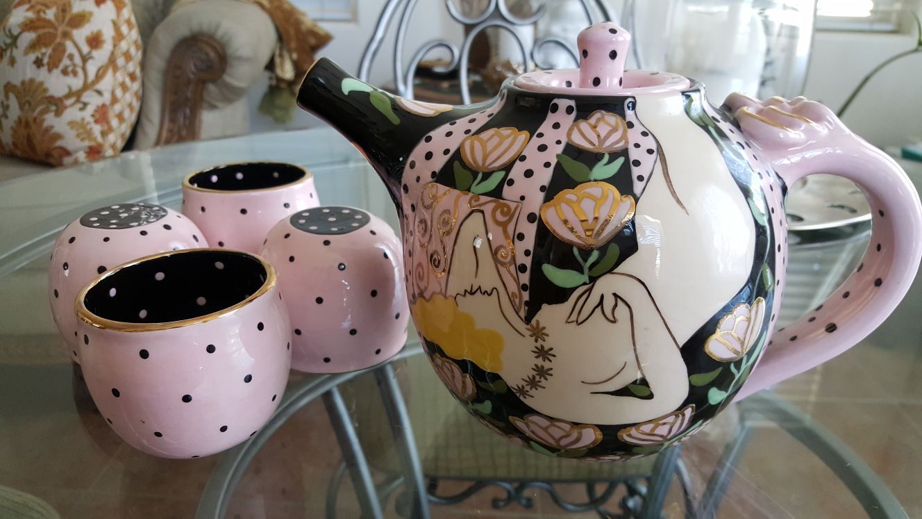 Hand painted tea set by Helen Alexa Wiegand