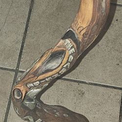 Custom Hand Carved Raiders Cane 2020 Made Out Of Manzanita Red Wood From The Local Sierras 