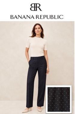 Banana Republic Logan Trouser in Navy with white polka-dots size 6