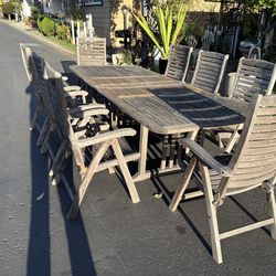 Patio furniture set teak table and 8  chairs solid