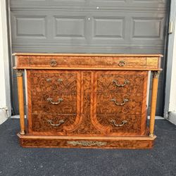 Gorgeous French Style  Burl Wood Dresser w Brass Accents