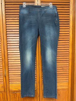 DKNY 8 Women’s Denim Blue Jean Slim Legging Pants Faux Pockets & Side Zip