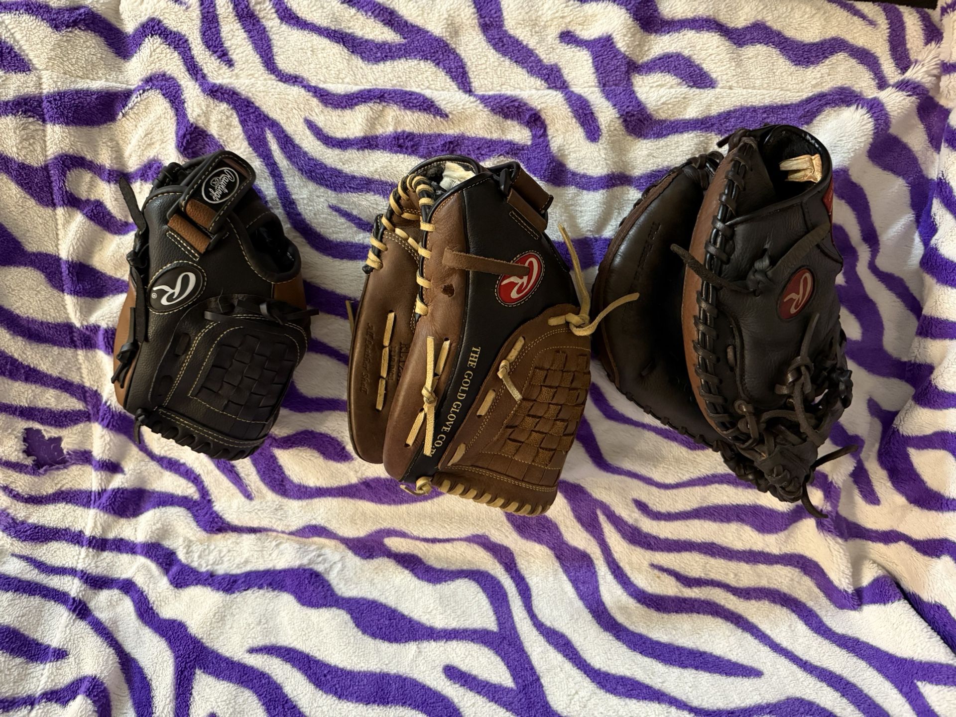 3 Softball/baseball Gloves / Mitt. $50   $15  $40