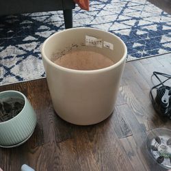 2 Plating Pots  12" Ceramic Pot In Beige And 5" Ceramic In Teal