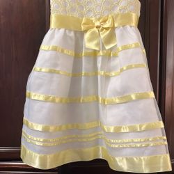 Girls Yellow And White Toddler Dress