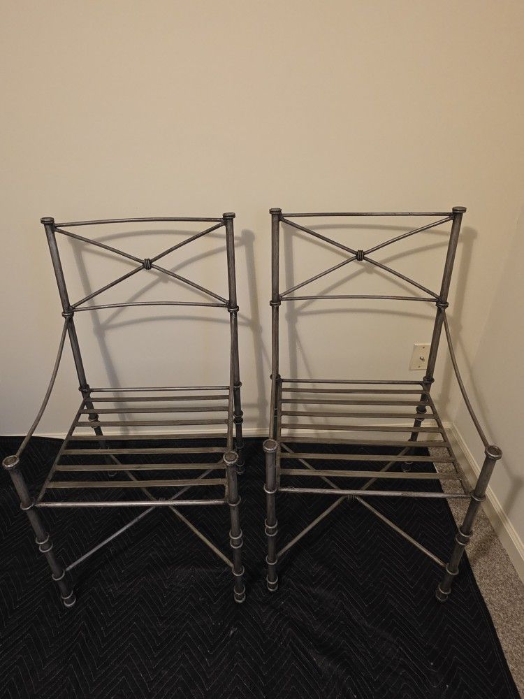 pier one imports medici pewter wrought iron chairs (2)