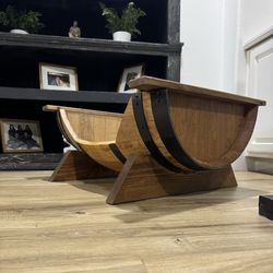 Oak Barrel Dog Bed