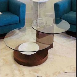 Glass & Walnut Coffee Table