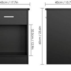  Nightstand / Bedside with Drawer and Storage Shelf
