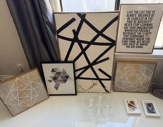 Modern Geometric Wall Art & Decor Bundle – CB2 Bowl Included