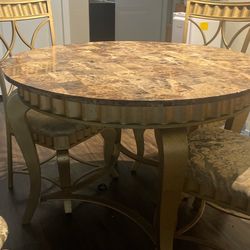 Marble & Wood Dining Table