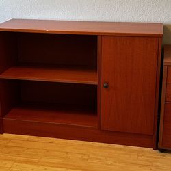 Wood Bookshelf With File Cabinets