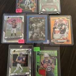 QB Lot (Jayden Daniels, JJ McCarthy, Joe Burrow, Michael Vick /150, Joe Milton, Caleb Williams /249, Jalen Hurts Rookie Die Cut