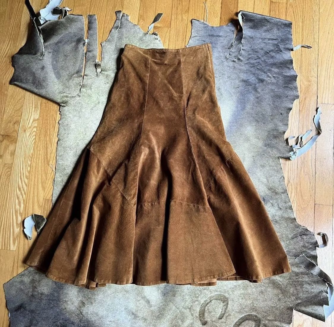 Wilson’s Suede & Leather Tan Brown Skirt
