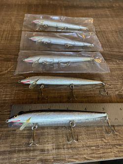 $20 Lot of 5! Vintage Minnow Black / Silver 5” Shallow Jerkbait Fishing Lure Japan HERTERS ?