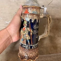 vintage German-style ceramic beer stein