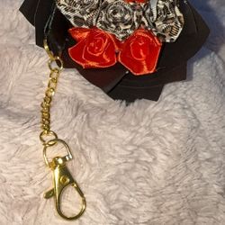 Red And leopard Print Mini Bouquet Keychain