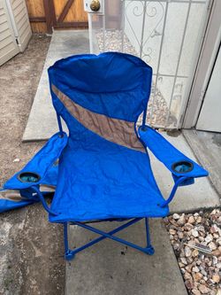 Blue Folding Camp Chair with Cup Holders