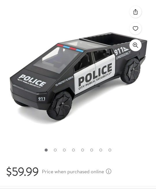 Anmyjuly 1/32 Scale Pickup Truck Police Car Model, Zinc Alloy Die-Cast Pull Back Vehicles, Toys for 3+Years